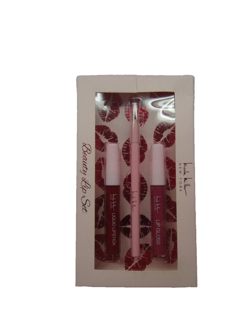 3 Piece Nicole Miller Beauty Lip Set: Lip Gloss, Liquid Lipstick & Lip Liner